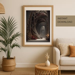 The Dragons Watch Over this Library - Fantasy Poster Art - Digital Download - Print at Home