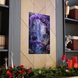 Anime Insipired Fantasy Purple Forest Wall Poster, Unique Wall Decor, Purple Wall Art, Fantasy Home Decor, Frameable Art