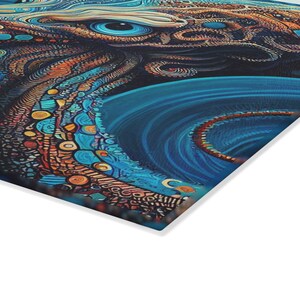 Glass Cutting Board, Octopus Kitchen Decor, Beach Home Kitchen, Unique Kitchen Accessory,Octopus Cutting Board, Veg Cutting Board, Chef Gift image 6