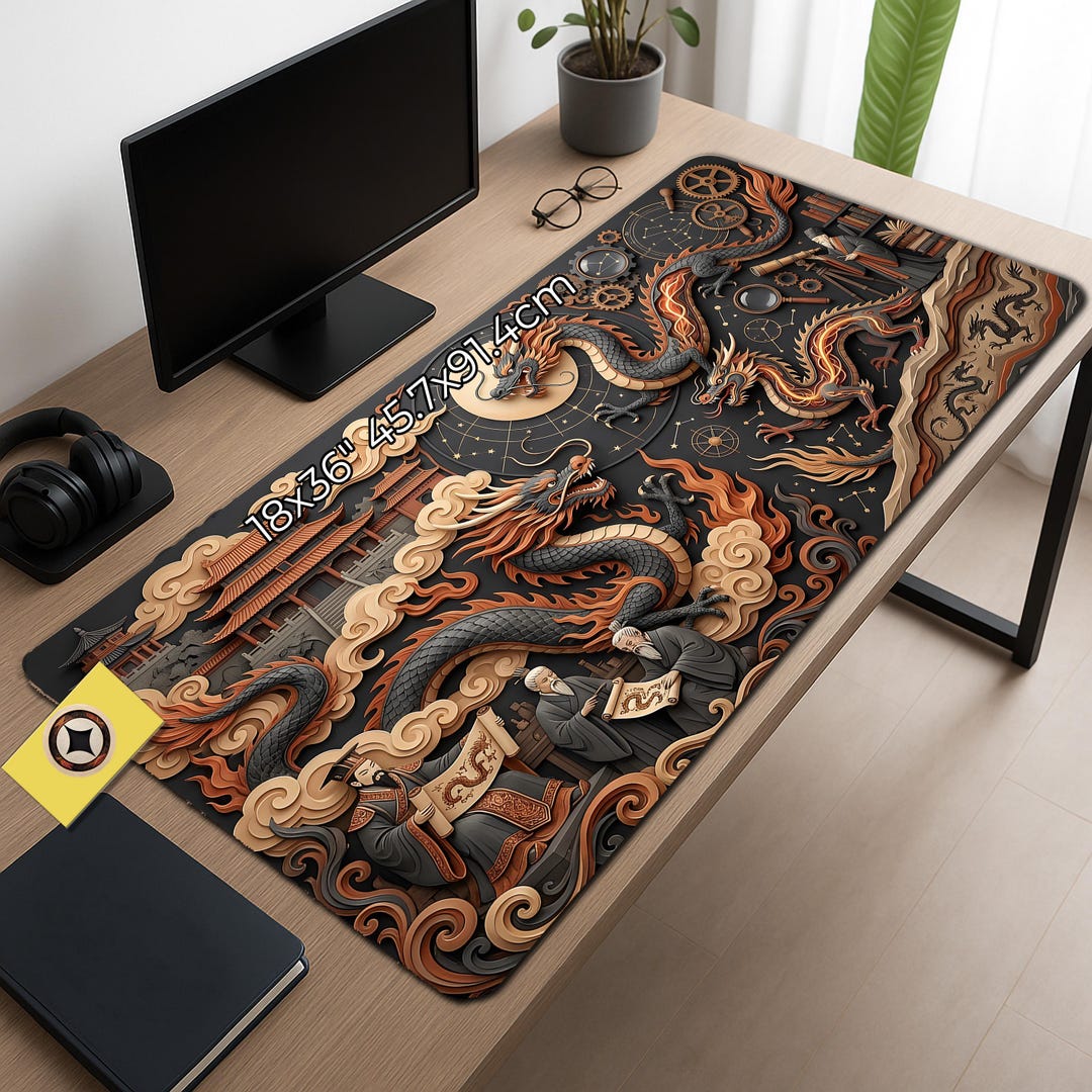Dragon Ruler Mat Chinese Dragon History Playmat Desk Mat Mousemat - Etsy