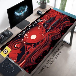 Oversized Japanese Art Inspired Gaming Playmat for TCG, ccg, rpg and pc Gamers - Gamer Gift Desk Mat Mousepad XL XXL - Game Table Decor
