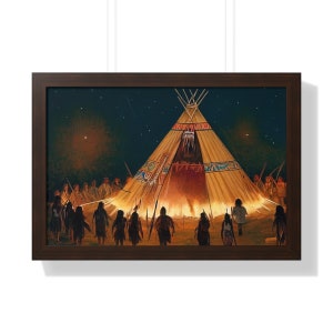 Native American Indian Tipi dansceremonie ingelijste kunst aan de muur afbeelding 8