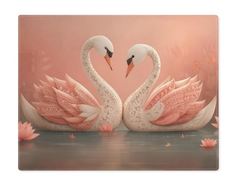 かわいい白鳥のコットンプレースマット：エレガントなダイニング