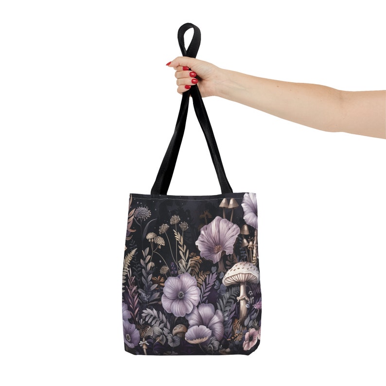 Dark Cottagecore Mushroom Fungi Cute Tote Bag image 2