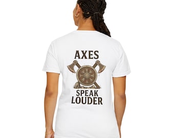 Viking Axes and Shield Norse Motto Quote T-Shirt Casual Wear, Viking Shirt, Viking Tshirt Design, Soft Comfortable Shirt