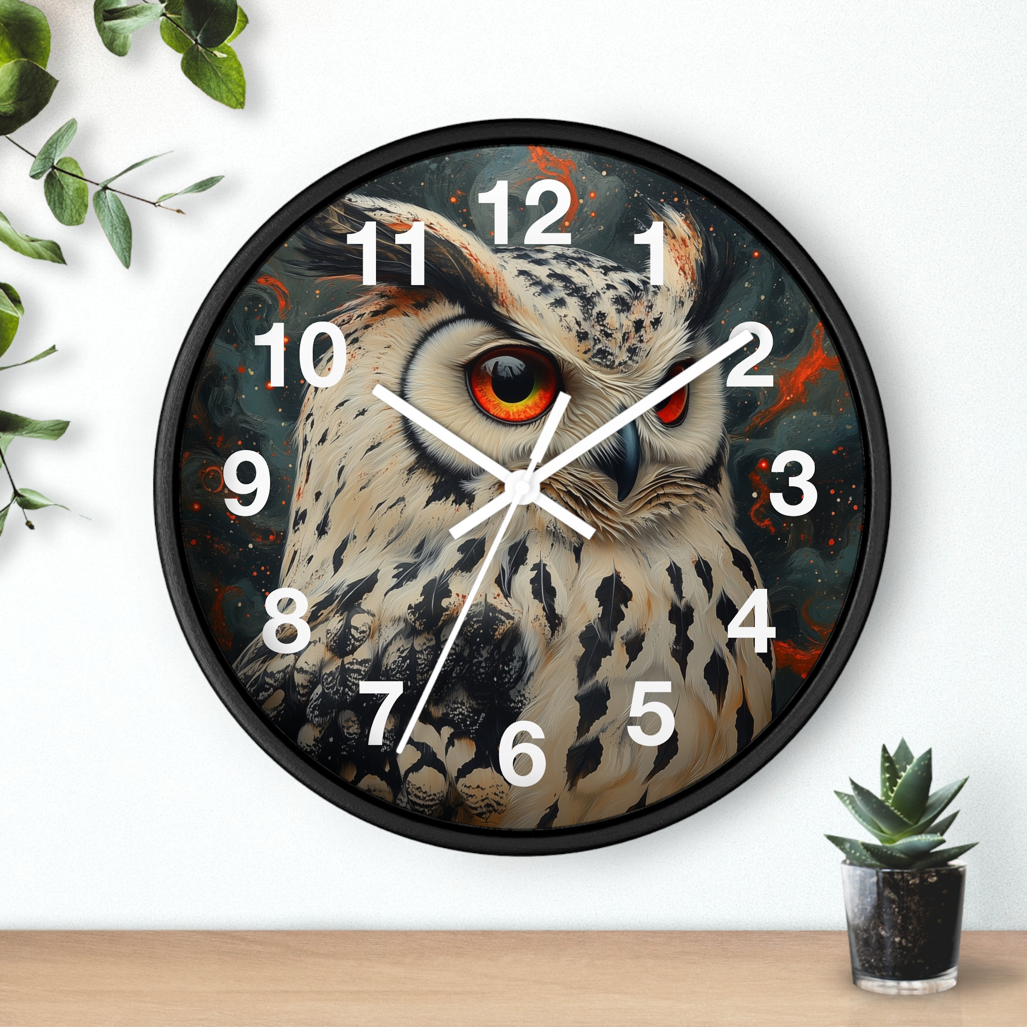 Stunning Owl Art Print Round Wall Clock - Owl Clock - Owl Wall Decor - Office Clock - Dorm Clock - K