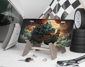 Anime Inspired Pirate Ship and Sea Monster License Plate, Vanity License Plate