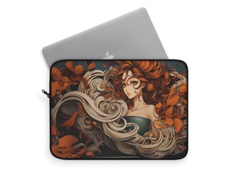 Anime arte femenino linda manga portátil, anime iPad manga, jengibre anime chica tableta caso, lindo tote de computadora