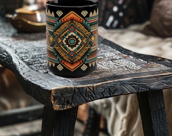 Aztec Pattern Mug, Aztec Coffee Mug, Aztec Mug, Aztec Cup, 15oz Coffee Mug, Gift for Mom, Gift for Her, Aztec Textile Pattern
