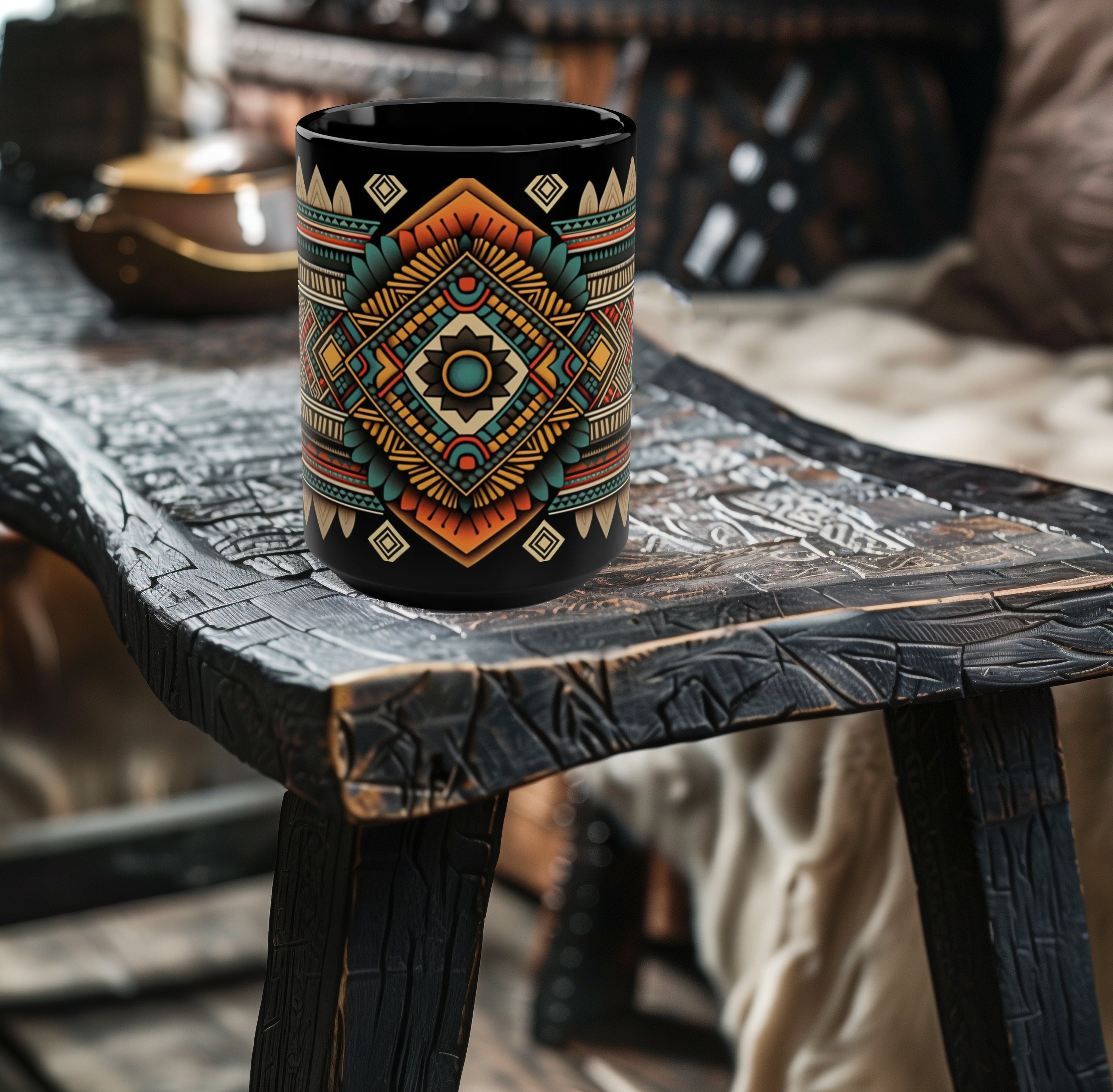 Aztec Pattern Ceramic Coffee Mug – 15oz
