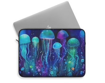 Watercolor Jellyfish Laptop Sleeve, Ocean Laptop Sleeve, 13.3 inch laptop sleeve, 13inch laptop sleeve, Tablet Case, Notebook Tote Bag