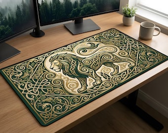 Alfombrilla de escritorio con diseño de león celta / Alfombrilla de ratón con intrincados nudos