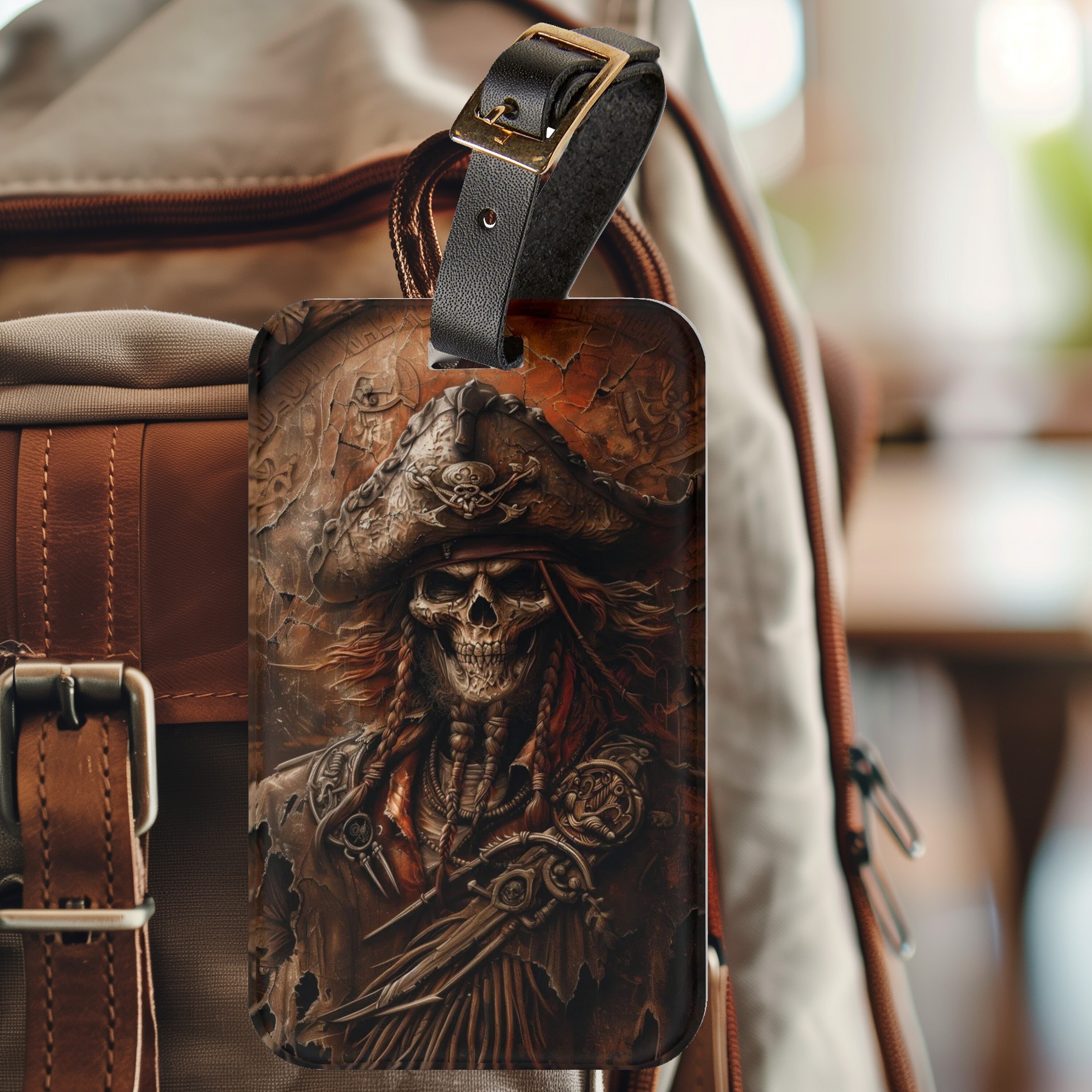 Fantasy Pirate Skeleton Luggage Tag - Etsy