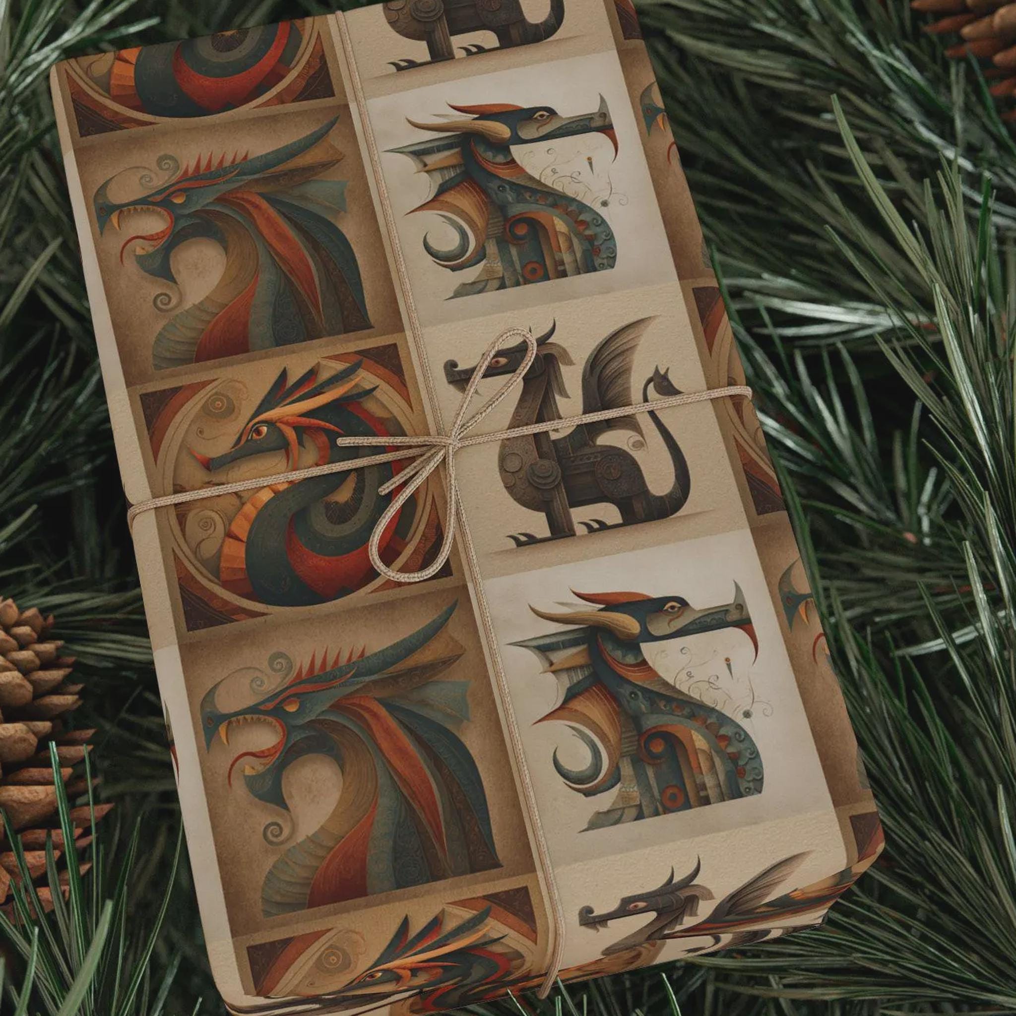 Medieval Viking Dragon Wrapping Paper