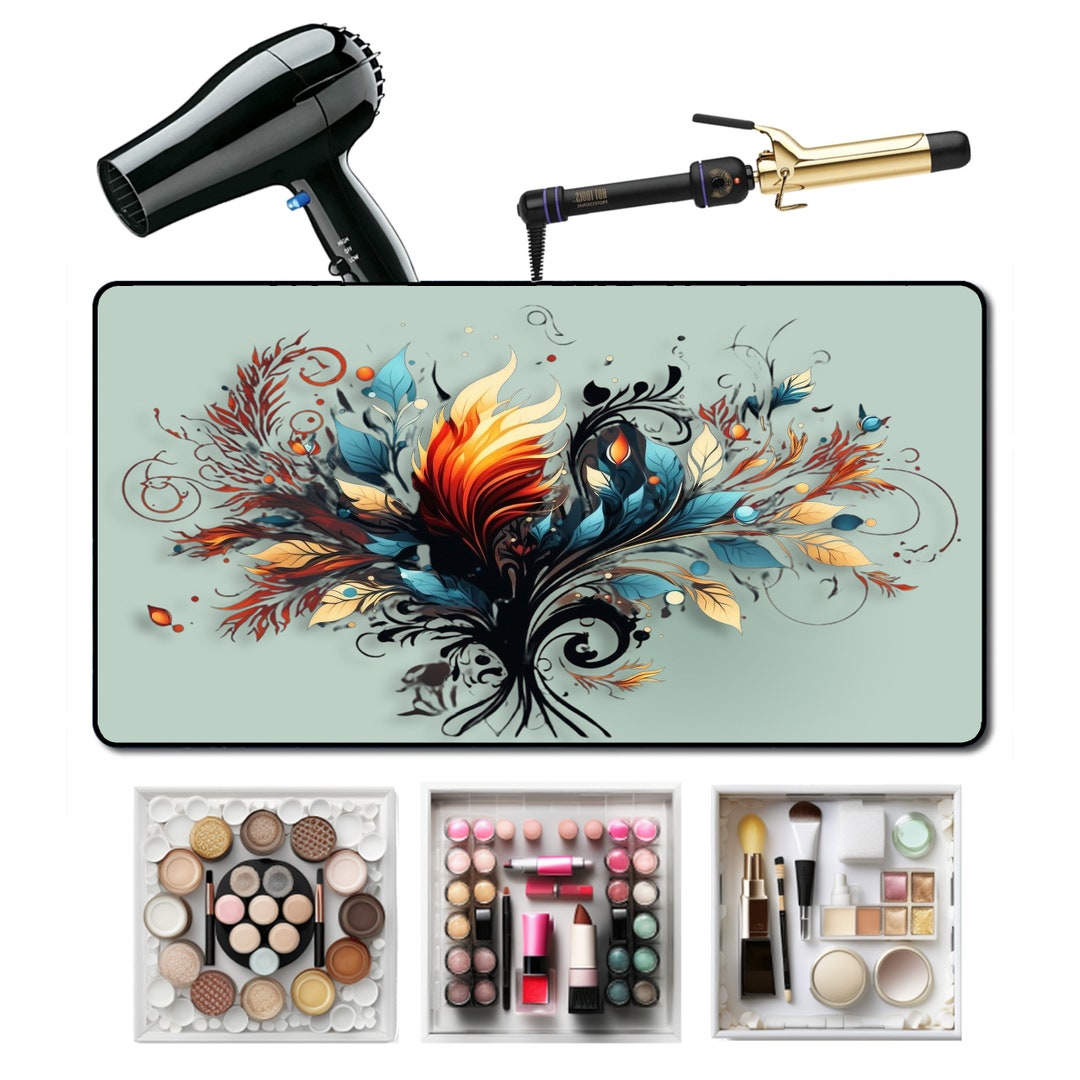 Cosmetic Mat, Vanity Table Cover, Floral Makeup Station Pad, Table Top