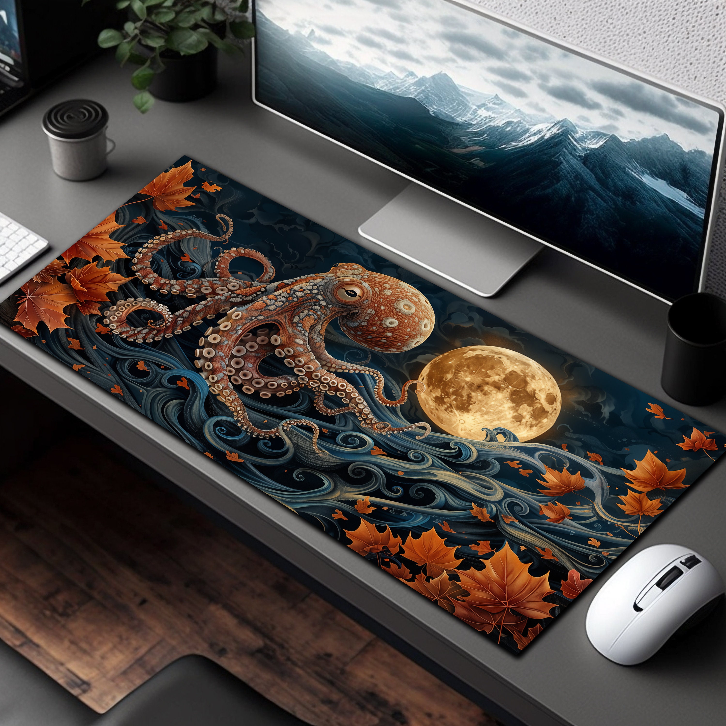 Octopus Padding Dancing Octopus Mousepad XL, Gaming Desk Pad XXL, Game Table Decor ...