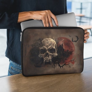 Vampire Skull iPad Sleeve, Vampire Art Laptop Sleeve, Horror Tech Accessory, Scary Laptop Bag, Creepy iPad Cover