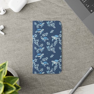 Niedliche blaue Meeresschildkröten iPhone oder Galaxy Brieftasche / Flip-Hülle