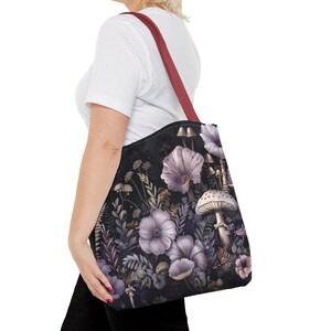 Dark Cottagecore Mushroom Fungi Cute Tote Bag image 5