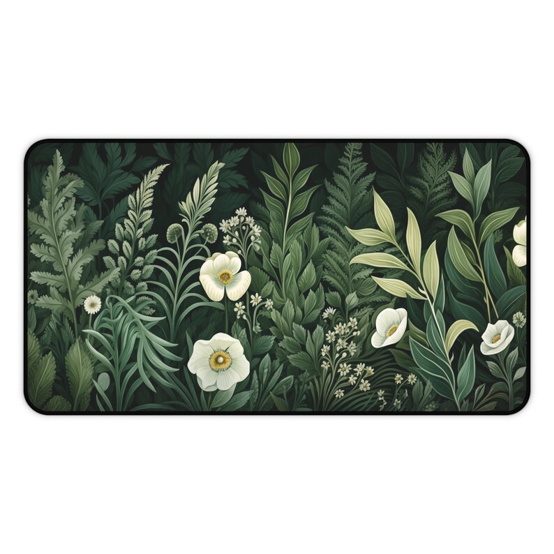 Cottagecore Playmat , Botanical Mouse Pad, Plant Mousepad, Cottage Core Deskmat, Green Desk Mat, Flower Mousemat, Cute Desk Decor image 8