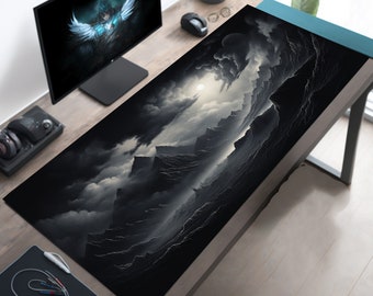 Black Mouse Pad, Aesthetic Mousepad, Mountain Desk Mat, Midnight Deskmat, Extra Large Mousemat, Big Desk Pad, Giant Deskpad, Computer Mat