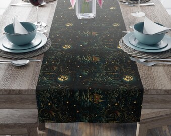 Arbre celtique fantastique et chemin de table lune - chemin de table en polyester - 2 options de taille - cadeau pour femme, fille ou petite amie