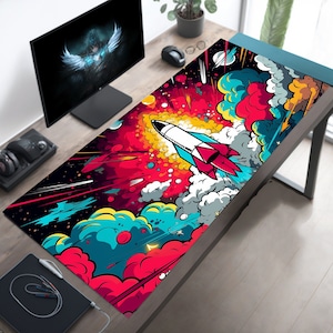 Bunte Schreibtischunterlage, Space Age, Schreibtischunterlage, Lofi Schreibtischunterlage, Anime inspiriert Schreibtischset, Space Age, Space Age, Space Age