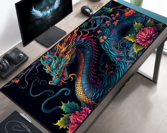 Desk Mat, Oriental Japanese Dragon Large Desk Pad 2, Extend Gaming Mouse Pad Extra Large Chinese Dragon Mousepad Deskmat Deskpad Mausmat