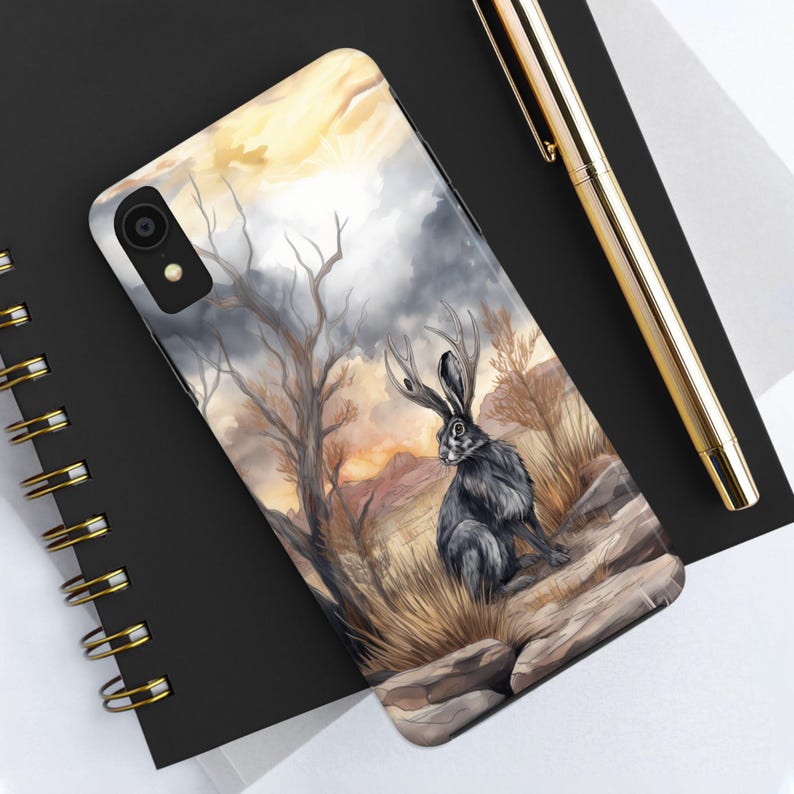 Fantasy Southwest Desert Jackalope Cellphone Case for iPhone Models, and Android Galaxy Models - Polycarbonate Shell and Rubber Liner image 2