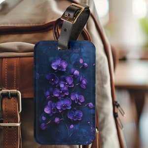 Delicate Gothic Orchids Cute Luggage Tag - Flowers Bag Tag - Diaper Bag Tag - Backpack Tag for Adults and Teens and Kids - Gift for Her