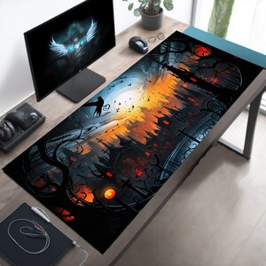Mesmerizing Gothic Graveyard Desk Mat, Cemetery Mousepad, Spooky Desk Mat, Halloween Desk Mat, Halloween Mouse Pad, Witchy Desk Mat