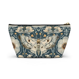 William Morris inspirierte Motte Cottagecore Make-up-Tasche, Federmäppchen, Zubehörtasche mit T-Boden, Kosmetiktasche Bild 3