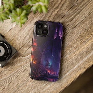 iPhone-hoesje Enchanted Cave, stoere iPhone-hoes, gotische iPhone-hoes, schattig iPhone-hoesje, paars iPhone-hoesje afbeelding 1