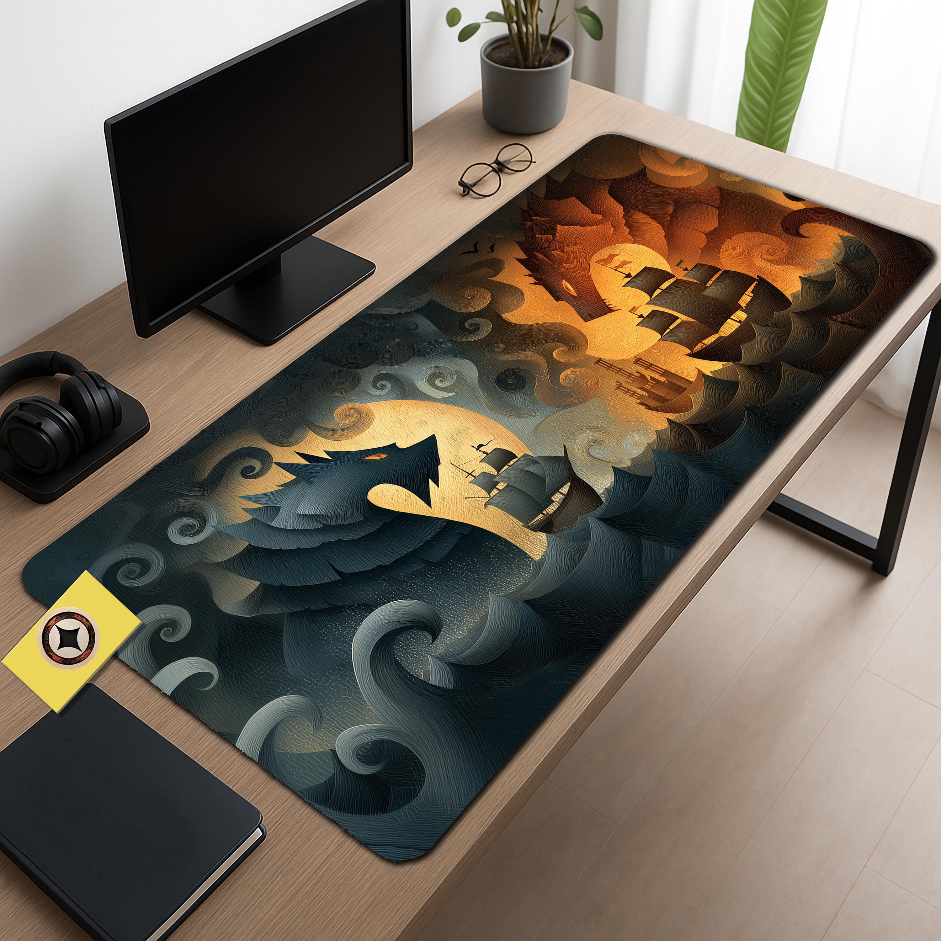 Sea Dragons and Tall Ships Nautical Fantasy Desk Mat