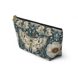 William Morris inspirierte Motte Cottagecore Make-up-Tasche, Federmäppchen, Zubehörtasche mit T-Boden, Kosmetiktasche Bild 4