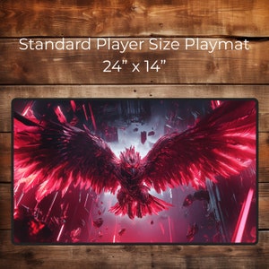 Crimson Phoenix Ascendant - Tapis de jeu TCG - Tapis de jeu personnalisé MDN - Cadeau pour joueur de table - Tapis de table TCG - Cadeau pour fils - Cadeau pour mari