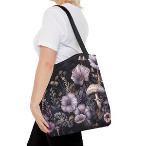 Dark Cottagecore Mushroom Fungi Cute Tote Bag image 3