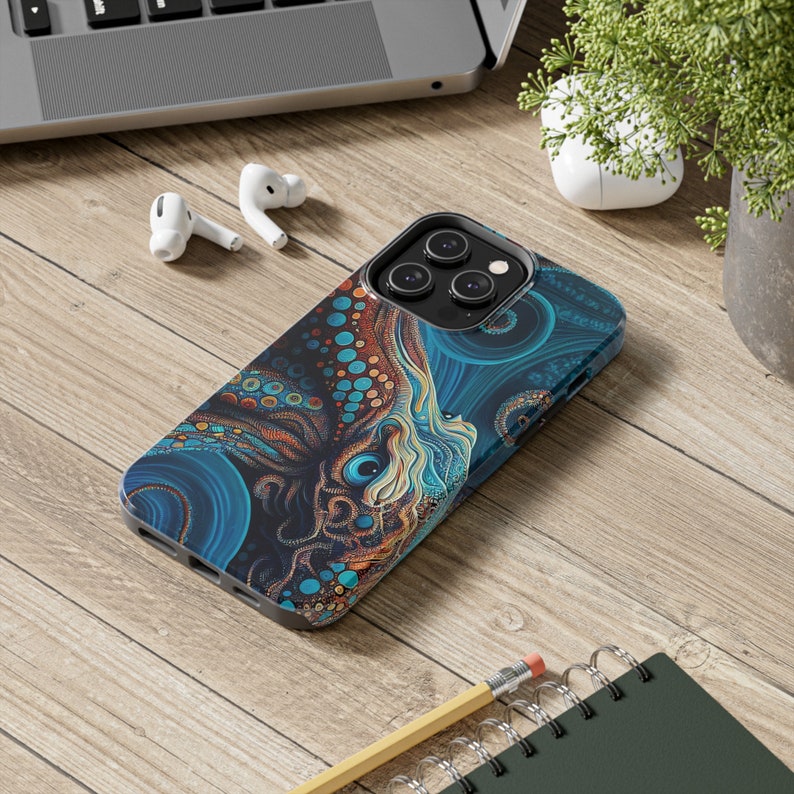 Epic Fantasy Octopus iPhone Tough Case - Blue & Orange Design for Ultimate Protection image 10