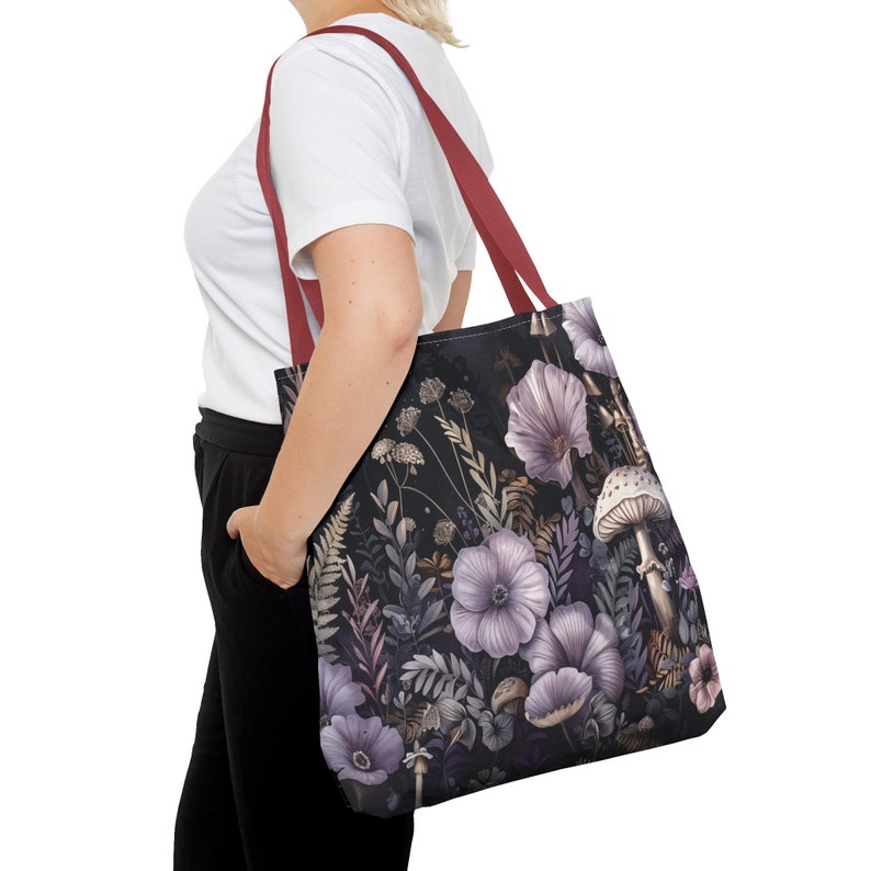 Dark Cottagecore Mushroom Fungi Cute Tote Bag image 6