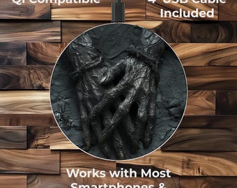 Manos espeluznantes y aterradoras, arte de terror, cargador de teléfono inalámbrico, cargador de iPhone, cargador de Android, cargador de reloj inteligente, cargador de Airpods
