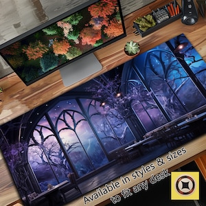 Pastel Purple Gothic Cafe Desk Mat, Gothic Desk Decor, Purple Aesthetic Mousepad, Gaming Mouse Pad, Gamer Gift, Gift for Her