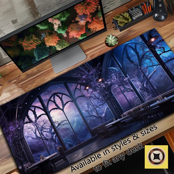 Pastel Purple Gothic Cafe Desk Mat, Gothic Desk Decor, Purple Aesthetic Mousepad, Gaming Mouse Pad, Gamer Gift, Gift for Her