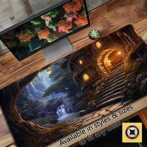 Tappetino da scrivania extra lungo, tappetino da scrivania fantasy, tappeto da tastiera accogliente e libresco, tappetino da gioco TCG personalizzato, tappetino da gioco D&D, tappetino per mouse, tappetino per mouse XL xxl