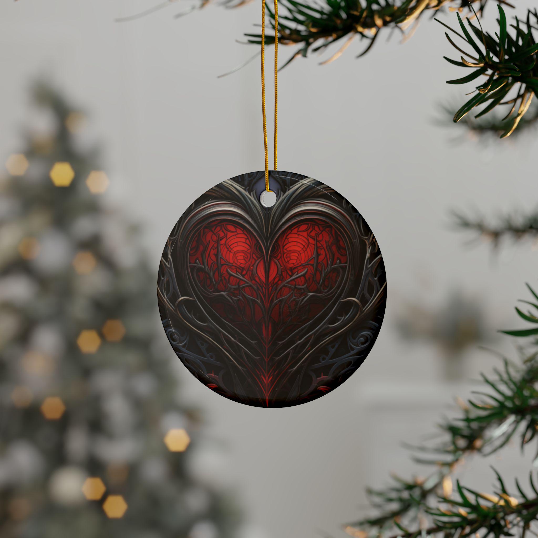 Gothic Heart in Red Christmas Ornament - Goth Christmas Decor