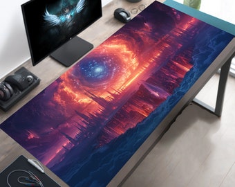 Fantasy End Of Time Cyberpunk Portal Gaming Desk Mat or Mouse Pad, Cyberpunk Desk Decor, Fantasy Mousepad XL