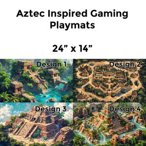 Aztec Inspired TCG Playmats For Table Top Gamers,   Play Mat, DND Mat, Dice Mat, Card Gaming Gifts
