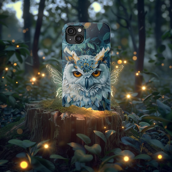 Owl iPhone Tough Case, Owl Phone Case for iPhone 15 and Most Models, Polycarbonate Shell and Rubber Liner