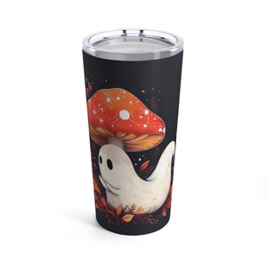 Kawaii Cute Mushroom Ghost Tumbler, Cute Tumbler, Kawaii Tumbler, Mushroom Tumbler, Stainless Steel Tumbler 20oz image 2