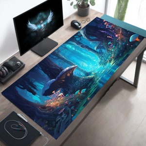Desk Mat, Oriental Japanese Dragon Large Desk Pad, Extend