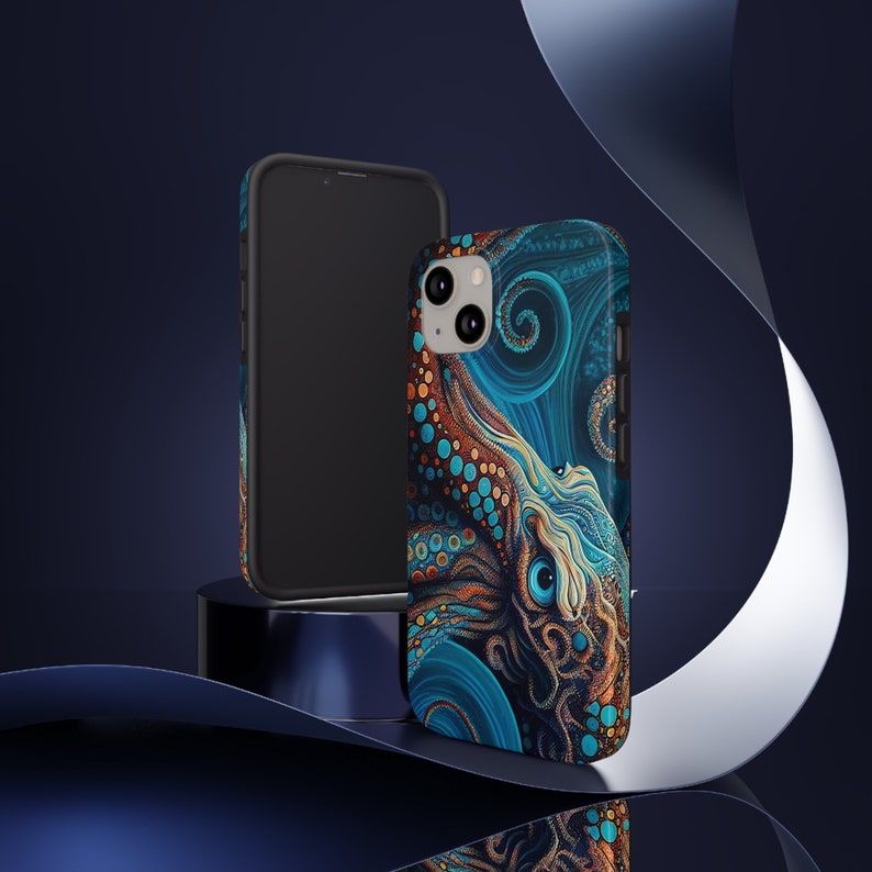 Epic Fantasy Octopus iPhone Tough Case - Blue & Orange Design for Ultimate Protection image 5
